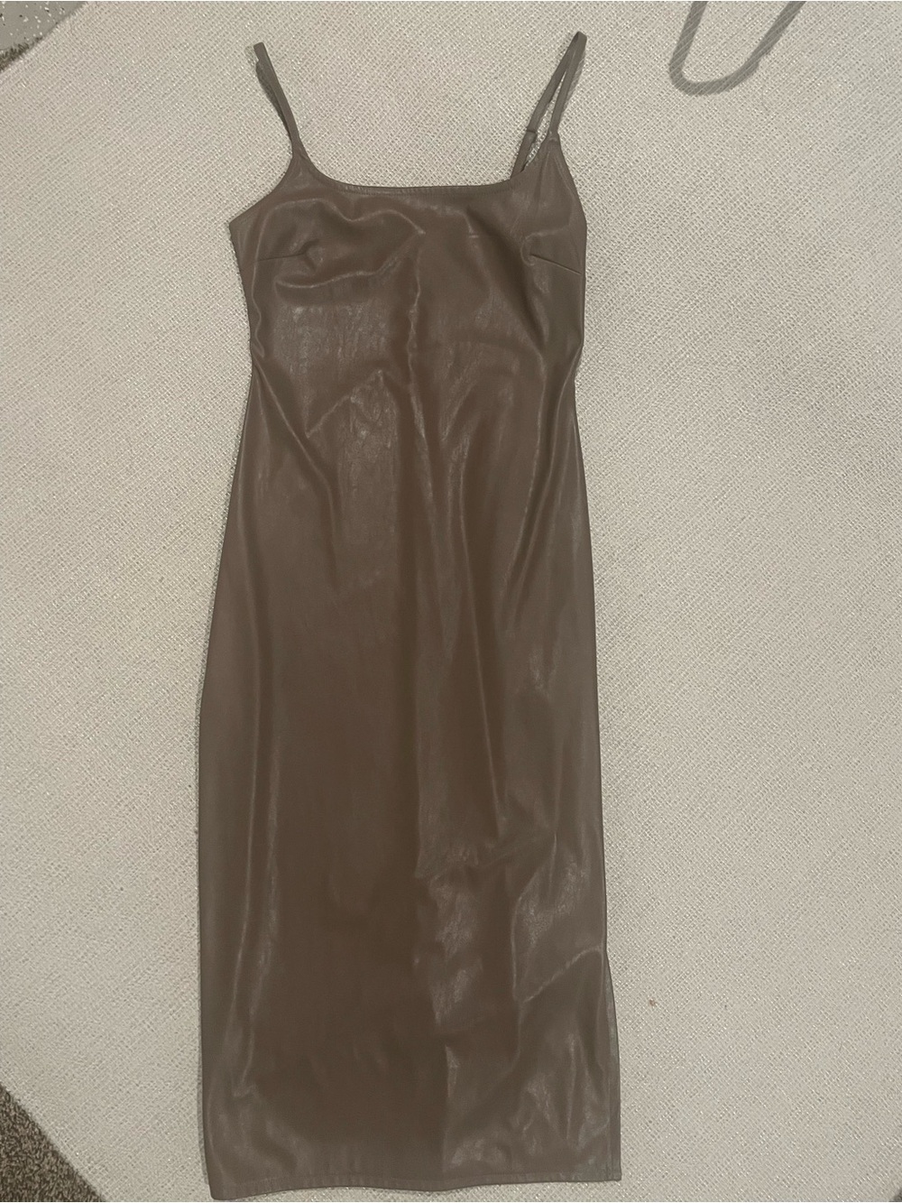 wild fable taupe brown Faux-Leather Midi Slip Dress